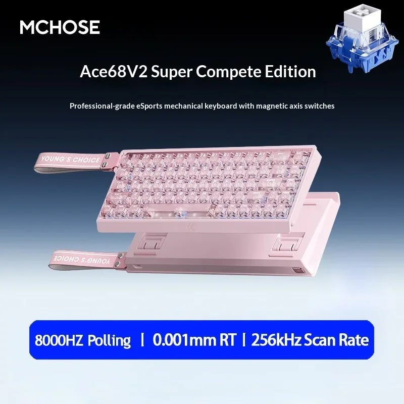 MCHOSE ACE68 V2 Gaming Keyboard Hall Effect 0.001MM RT 8kHz Polling Rate Hot Swappable Support 16K/128K/256K Scan Rate RGB DKS