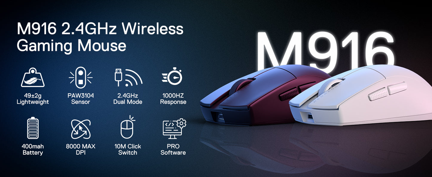 Ασύρματο Gaming Ποντίκι Redragon M916, 49G Εξαιρετικά Ελαφρύ Ασύρματο Gaming Ποντίκι 8K DPI 2.4G με Εργονομική Κατασκευή για Φυσικό Κράτημα