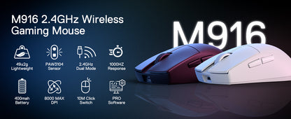 Ασύρματο Gaming Ποντίκι Redragon M916, 49G Εξαιρετικά Ελαφρύ Ασύρματο Gaming Ποντίκι 8K DPI 2.4G με Εργονομική Κατασκευή για Φυσικό Κράτημα
