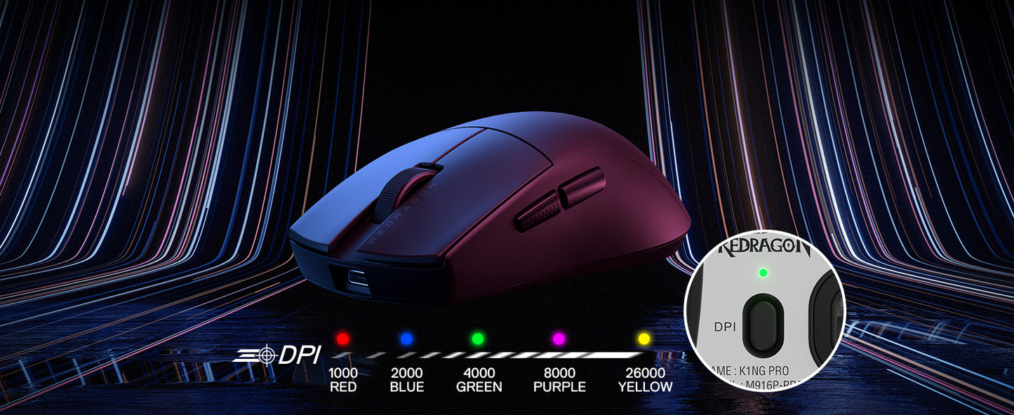 Ratón gaming inalámbrico Redragon M916 PRO de 3 modos, tasa de sondeo Hype-Speed 4K, ratón gamer ultraligero de 49G y 26K DPI